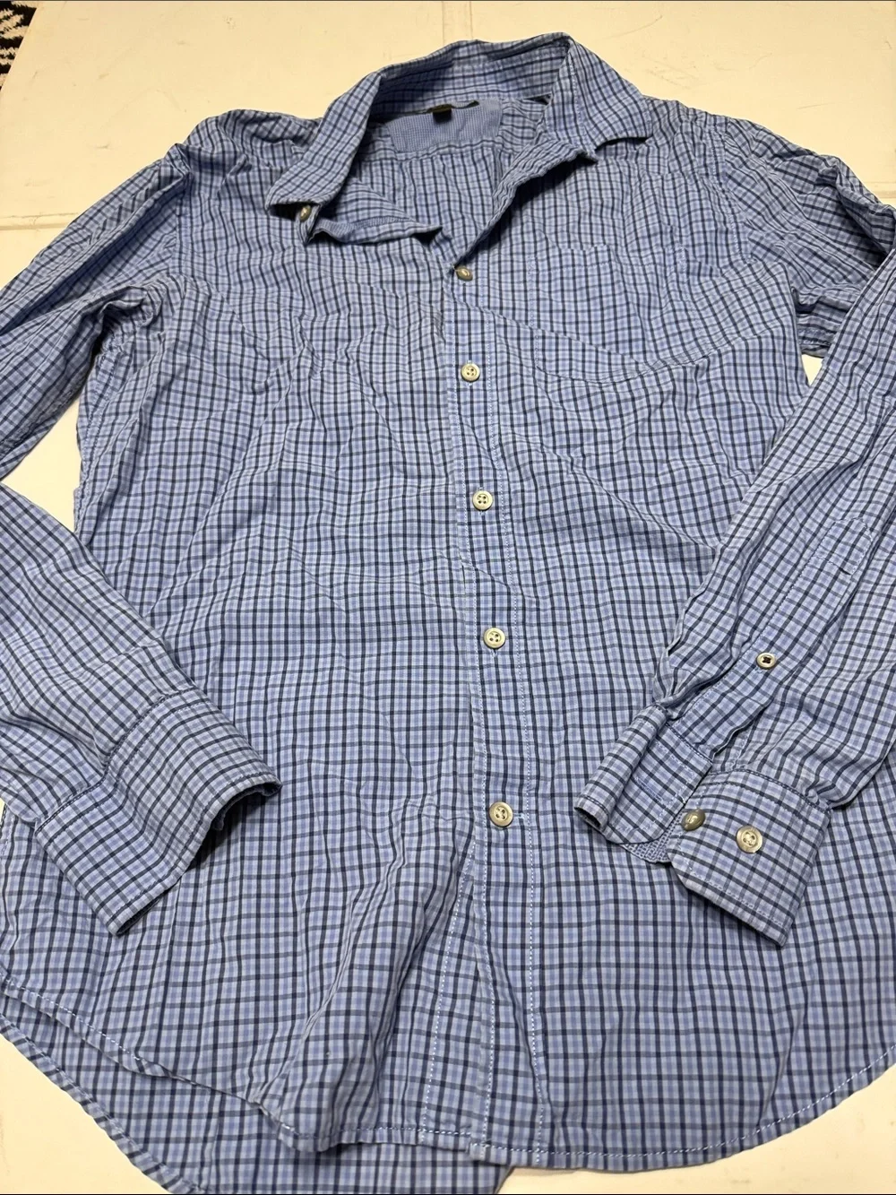 Banana Republic Blue Plaid Long-Sleeve Button-Down Shirt
